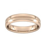 Goldsmiths 5mm Slight Court Heavy Milgrain Centre Wedding Ring In 9 Carat Rose Gold