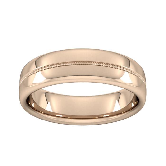 Goldsmiths 6mm Slight Court Heavy Milgrain Centre Wedding Ring In 9 Carat Rose Gold