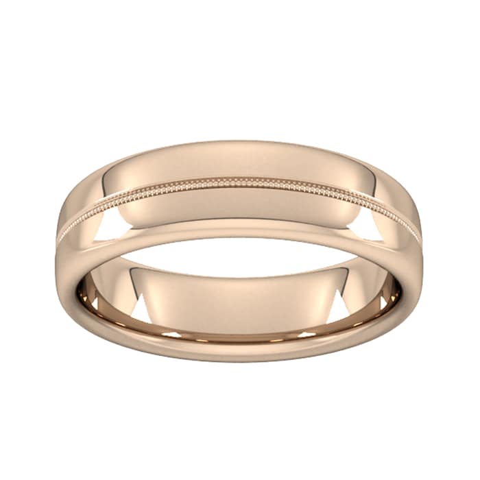 Goldsmiths 6mm Slight Court Heavy Milgrain Centre Wedding Ring In 9 Carat Rose Gold - Ring Size Q