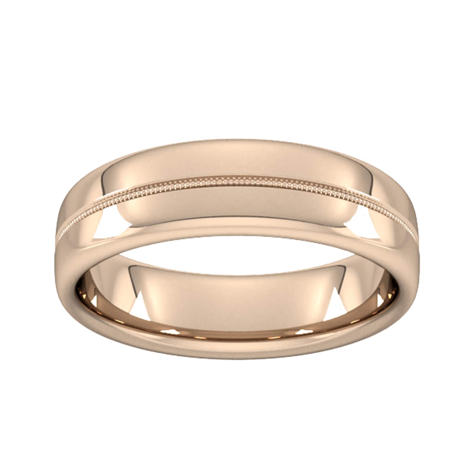 Goldsmiths 6mm Slight Court Heavy Milgrain Centre Wedding Ring In 9 Carat Rose Gold