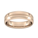 Goldsmiths 6mm Slight Court Heavy Milgrain Centre Wedding Ring In 9 Carat Rose Gold - Ring Size Q