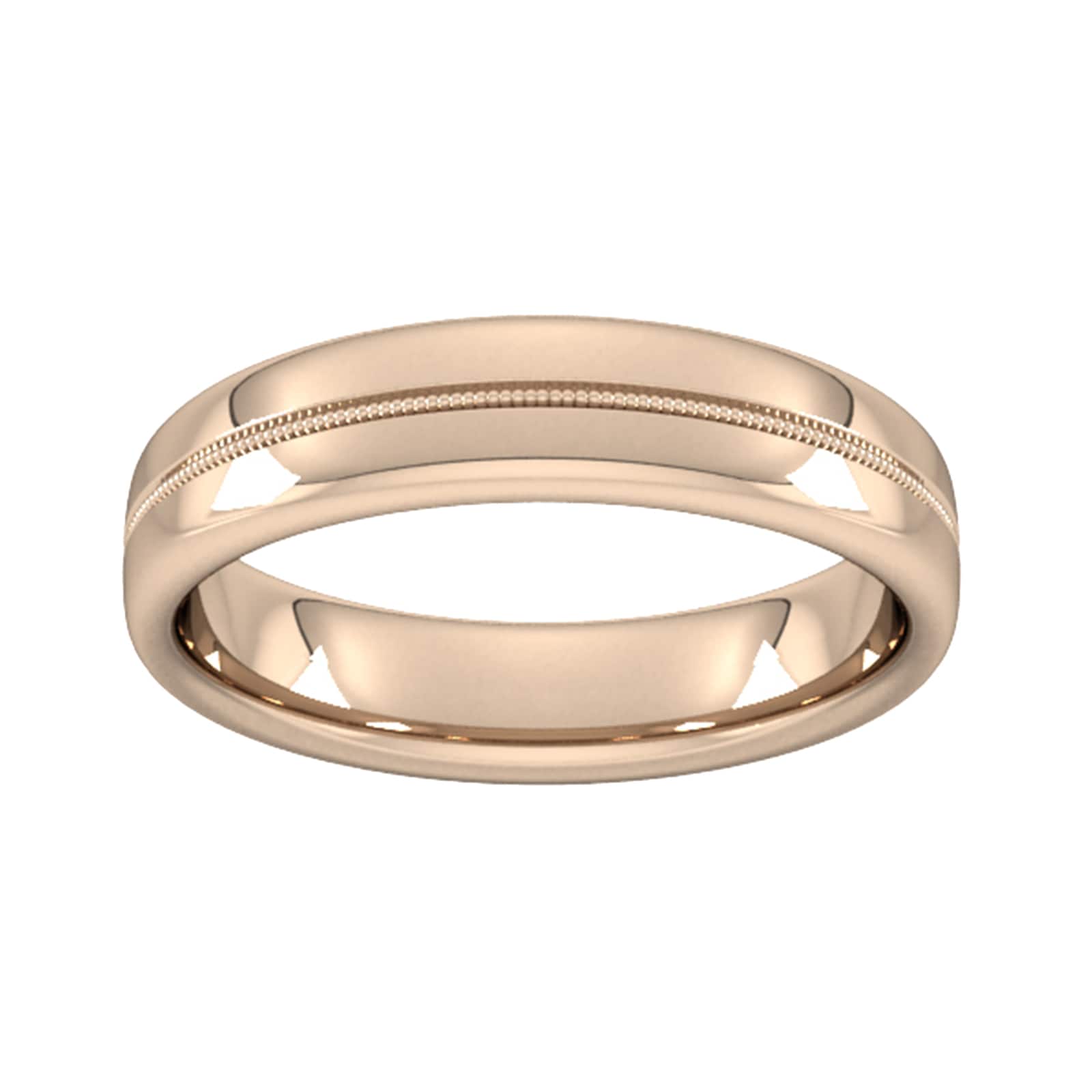 5mm Slight Court Extra Heavy Milgrain Centre Wedding Ring In 9 Carat Rose Gold - Ring Size O