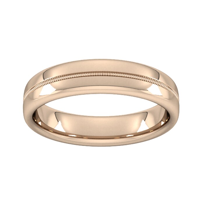 Goldsmiths 5mm Slight Court Extra Heavy Milgrain Centre Wedding Ring In 9 Carat Rose Gold - Ring Size P