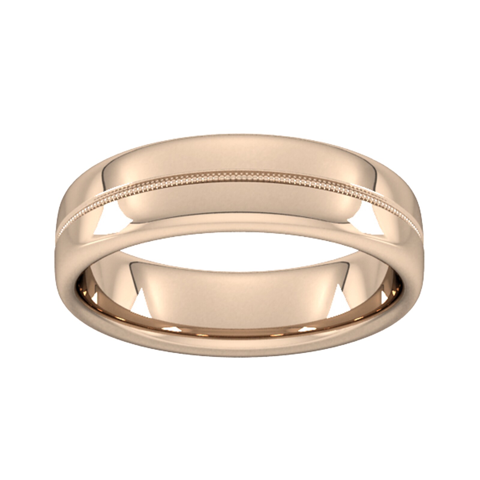 6mm Slight Court Extra Heavy Milgrain Centre Wedding Ring In 9 Carat Rose Gold - Ring Size Y