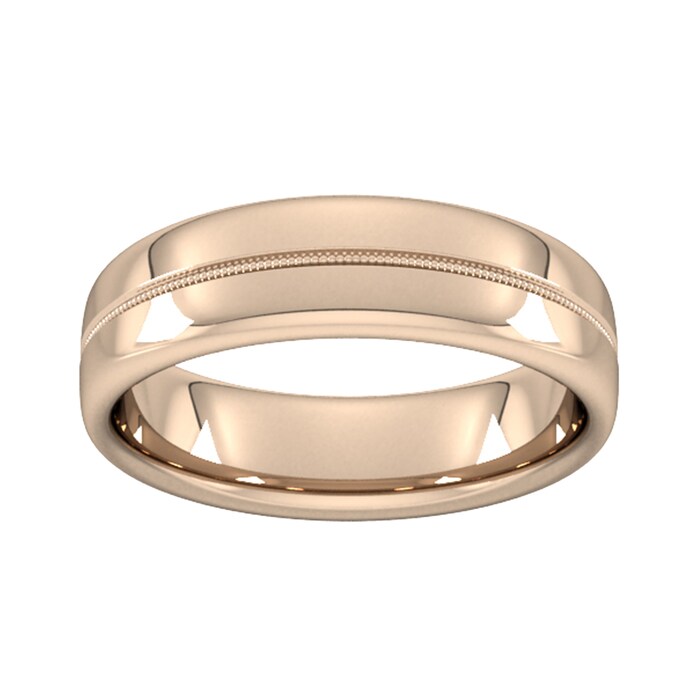 Goldsmiths 6mm Slight Court Extra Heavy Milgrain Centre Wedding Ring In 9 Carat Rose Gold - Ring Size Q