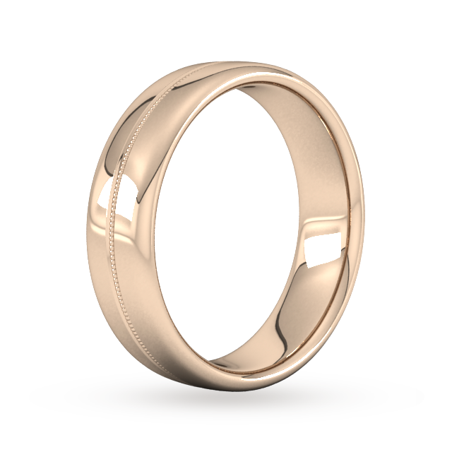 Goldsmiths 6mm Slight Court Extra Heavy Milgrain Centre Wedding Ring In 9 Carat Rose Gold