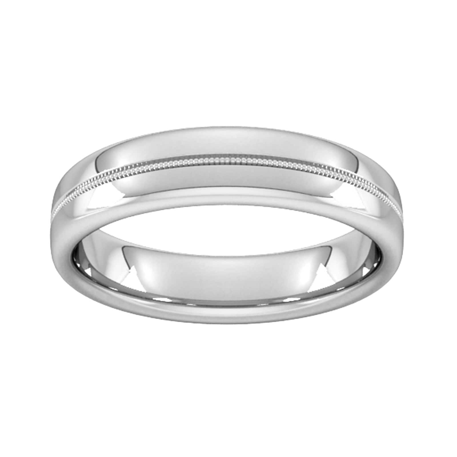 5mm Slight Court Standard Milgrain Centre Wedding Ring In 18 Carat White Gold - Ring Size H