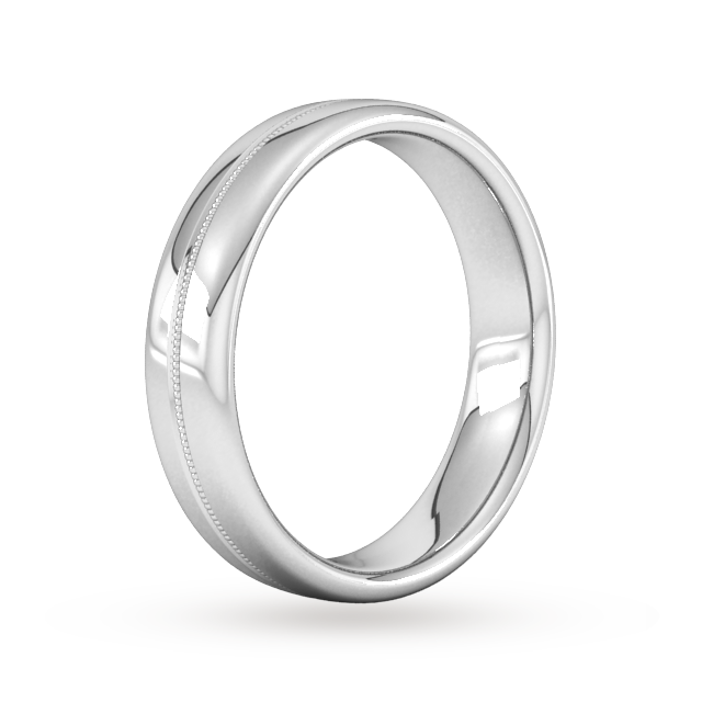 Goldsmiths 5mm Slight Court Standard Milgrain Centre Wedding Ring In 18 Carat White Gold