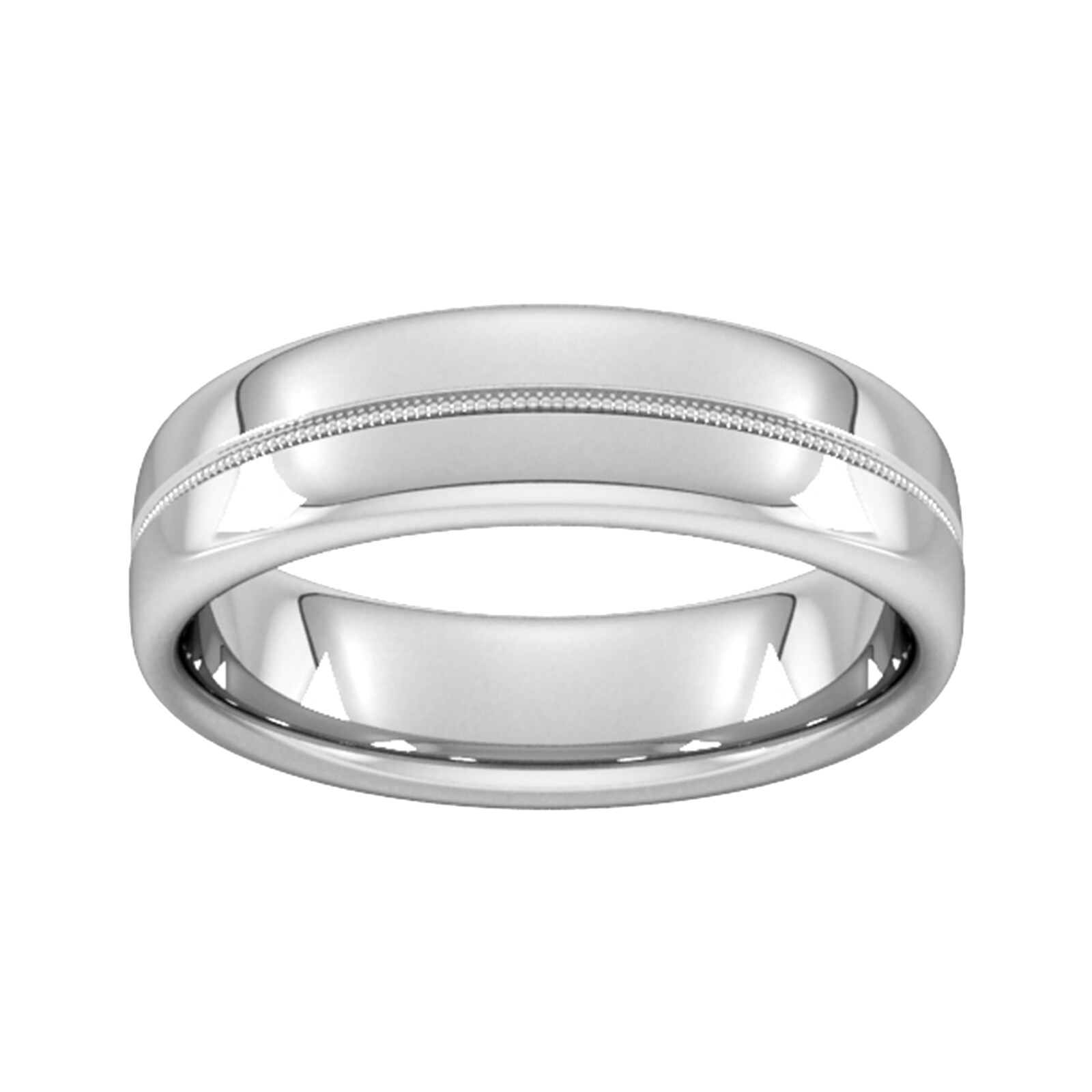 6mm Slight Court Standard Milgrain Centre Wedding Ring In 18 Carat White Gold - Ring Size M