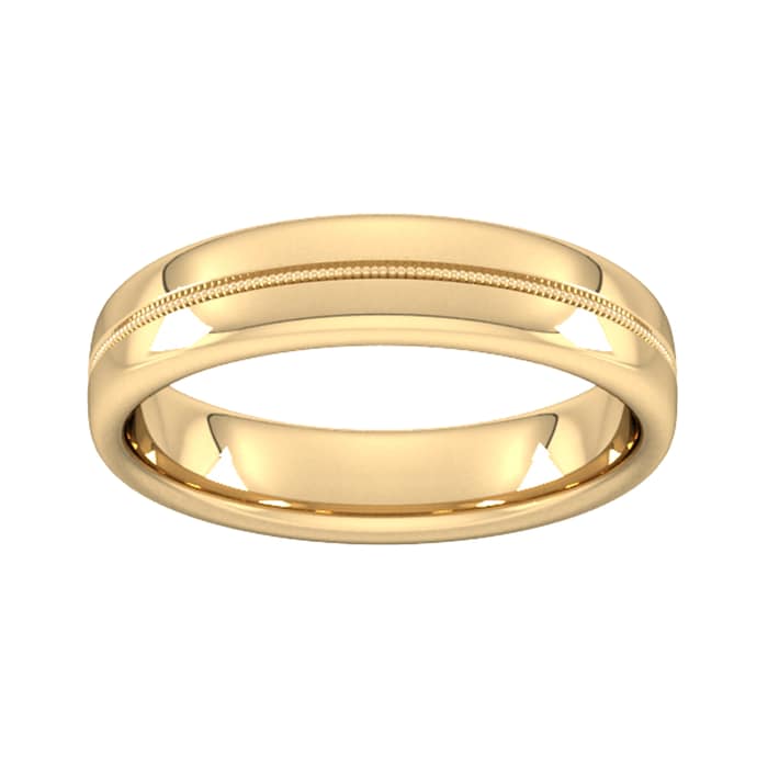 Goldsmiths 5mm Slight Court Standard Milgrain Centre Wedding Ring In 18 Carat Yellow Gold - Ring Size Q