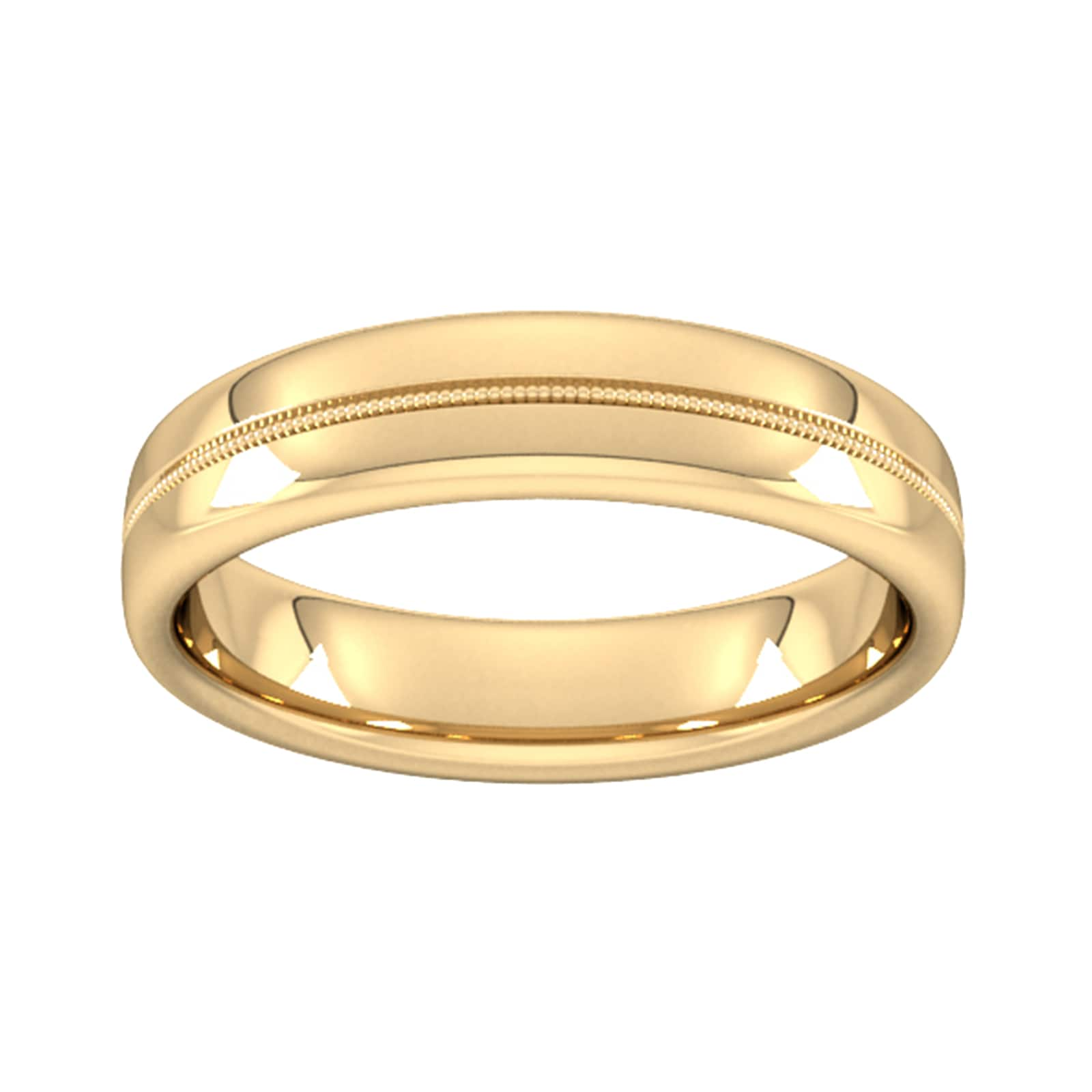 5mm Slight Court Heavy Milgrain Centre Wedding Ring In 18 Carat Yellow Gold - Ring Size Q