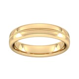 Goldsmiths 5mm Slight Court Extra Heavy Milgrain Centre Wedding Ring In 18 Carat Yellow Gold