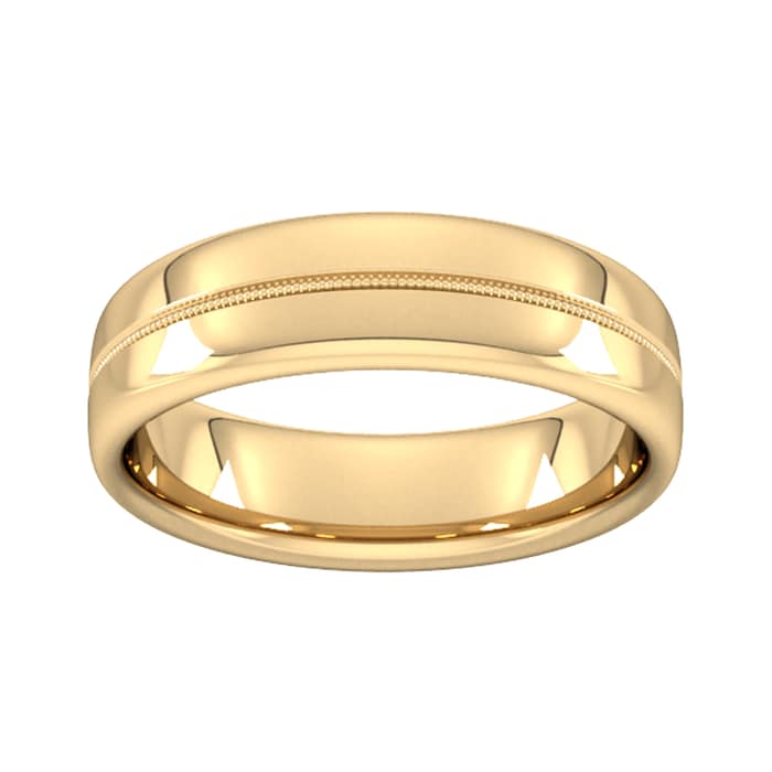 Goldsmiths 6mm Slight Court Extra Heavy Milgrain Centre Wedding Ring In 18 Carat Yellow Gold - Ring Size Q