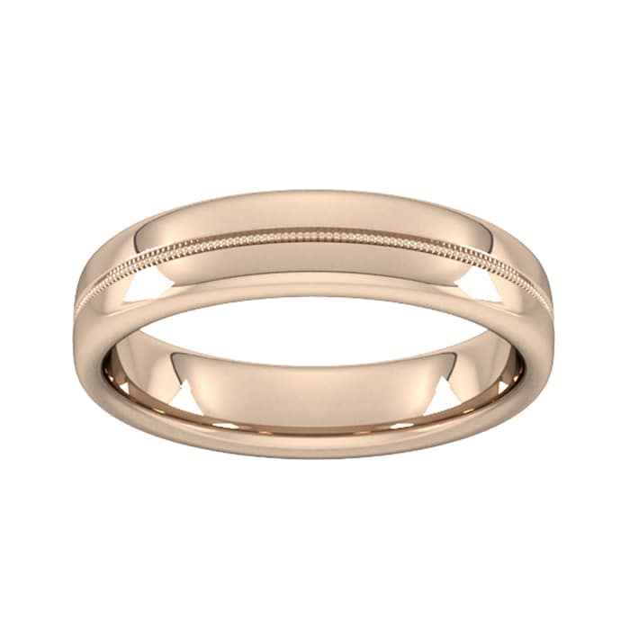 Goldsmiths 5mm Slight Court Standard Milgrain Centre Wedding Ring In 18 Carat Rose Gold - Ring Size Q