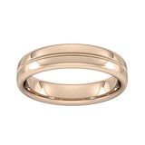 Goldsmiths 5mm Slight Court Standard Milgrain Centre Wedding Ring In 18 Carat Rose Gold