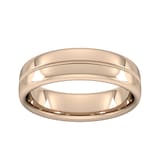 Goldsmiths 6mm Slight Court Standard Milgrain Centre Wedding Ring In 18 Carat Rose Gold - Ring Size Q