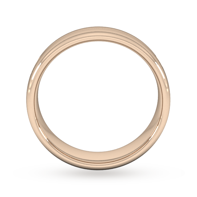 Goldsmiths 6mm Slight Court Standard Milgrain Centre Wedding Ring In 18 Carat Rose Gold