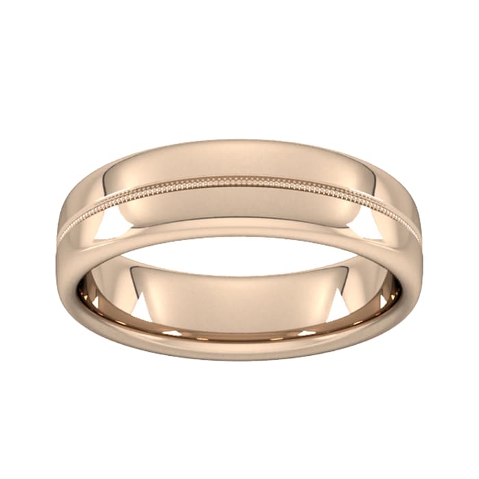 Goldsmiths 6mm Slight Court Heavy Milgrain Centre Wedding Ring In 18 Carat Rose Gold