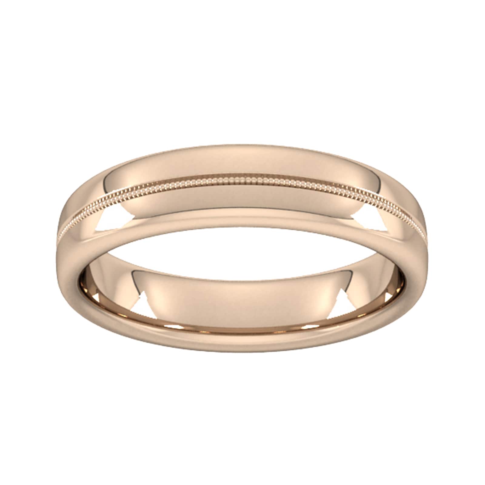 5mm Slight Court Extra Heavy Milgrain Centre Wedding Ring In 18 Carat Rose Gold - Ring Size O