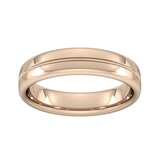 Goldsmiths 5mm Slight Court Extra Heavy Milgrain Centre Wedding Ring In 18 Carat Rose Gold