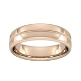 Goldsmiths 6mm Slight Court Extra Heavy Milgrain Centre Wedding Ring In 18 Carat Rose Gold