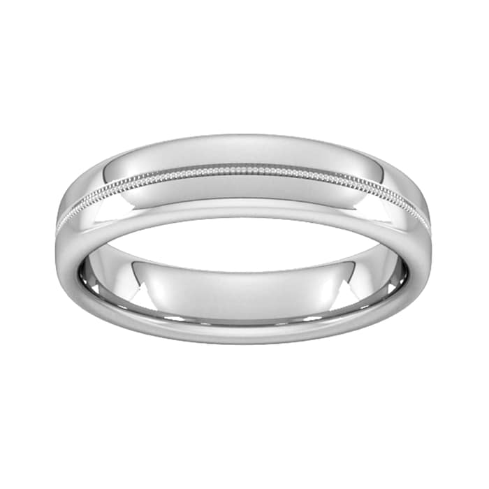 Goldsmiths 5mm Slight Court Standard Milgrain Centre Wedding Ring In Platinum