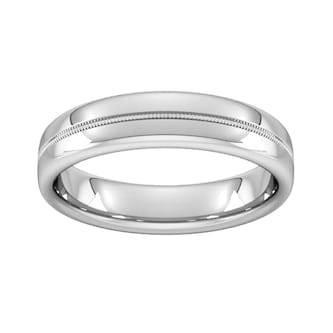 Goldsmiths 5mm Slight Court Standard Milgrain Centre Wedding Ring In Platinum Goldsmiths 5mm Slight Court Standard Milgrain Centre Wedding Ring In Platinum