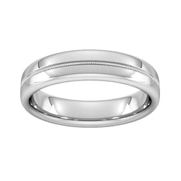 08300980 - 5mm Slight Court Standard Milgrain Centre Wedding Ring In Platinum