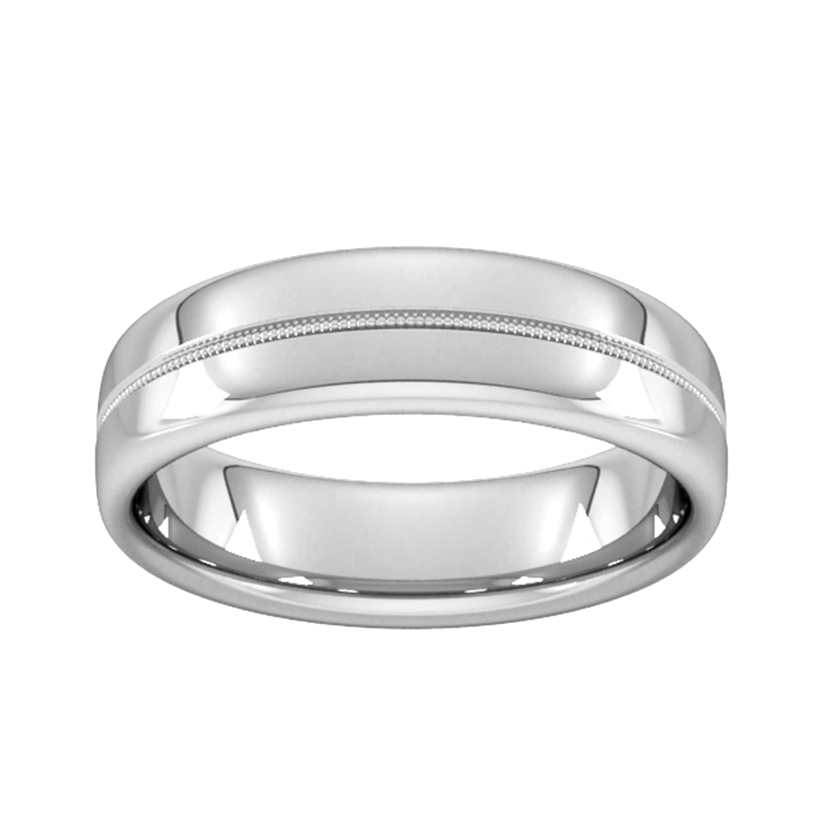 6mm Slight Court Heavy Milgrain Centre Wedding Ring In Platinum - Ring Size O