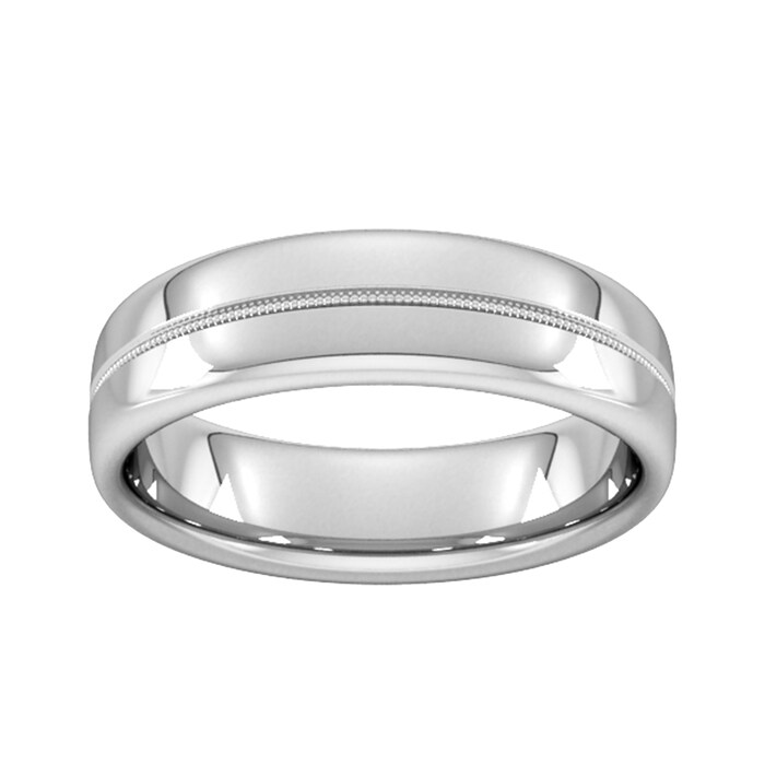 Goldsmiths 6mm Slight Court Heavy Milgrain Centre Wedding Ring In Platinum