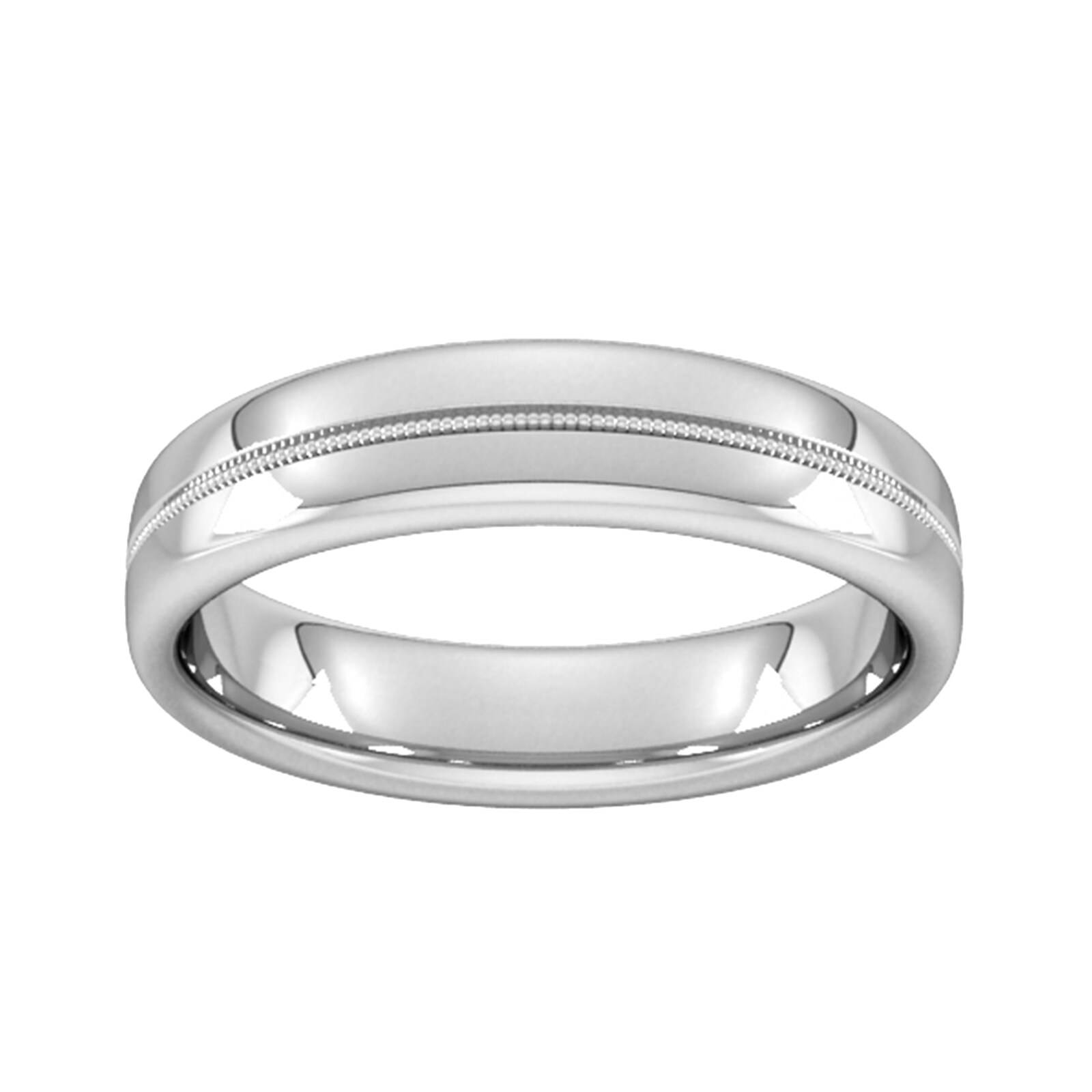 5mm Slight Court Extra Heavy Milgrain Centre Wedding Ring In Platinum - Ring Size Q