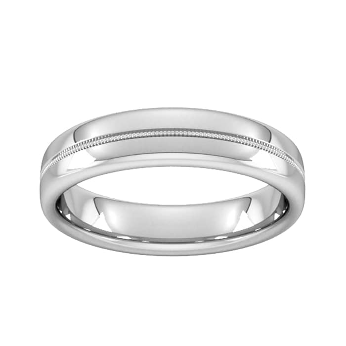 Goldsmiths 5mm Slight Court Extra Heavy Milgrain Centre Wedding Ring In Platinum - Ring Size P