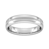 Goldsmiths 5mm Slight Court Standard Milgrain Centre Wedding Ring In 950  Palladium