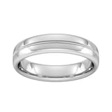 Goldsmiths 5mm Slight Court Extra Heavy Milgrain Centre Wedding Ring In 950  Palladium - Ring Size Q