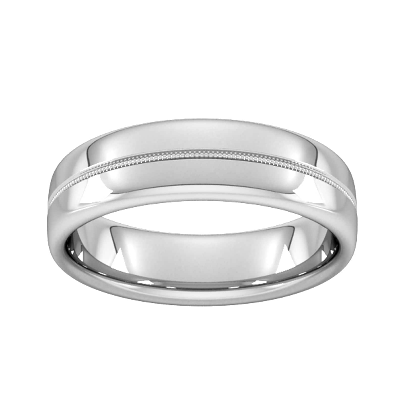 6mm Slight Court Extra Heavy Milgrain Centre Wedding Ring In 950 Palladium - Ring Size O