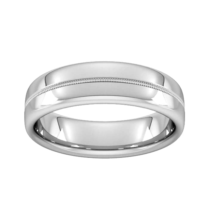 Goldsmiths 6mm Slight Court Extra Heavy Milgrain Centre Wedding Ring In 950  Palladium - Ring Size G