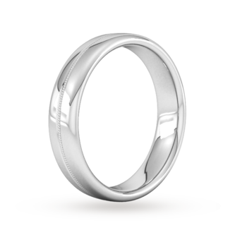 Goldsmiths 5mm Flat Court Heavy Milgrain Centre Wedding Ring In 18 Carat White Gold
