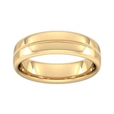 Goldsmiths 6mm Flat Court Heavy Milgrain Centre Wedding Ring In 18 Carat Yellow Gold