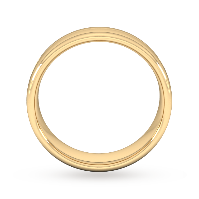 Goldsmiths 6mm Flat Court Heavy Milgrain Centre Wedding Ring In 18 Carat Yellow Gold