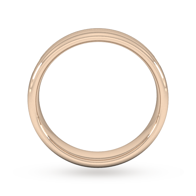 Goldsmiths 5mm Flat Court Heavy Milgrain Centre Wedding Ring In 18 Carat Rose Gold