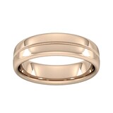Goldsmiths 6mm Flat Court Heavy Milgrain Centre Wedding Ring In 18 Carat Rose Gold