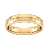 Goldsmiths 5mm Traditional Court Heavy Milgrain Centre Wedding Ring In 9 Carat Yellow Gold - Ring Size Q
