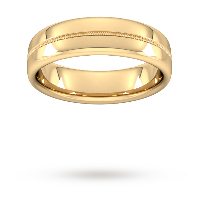Goldsmiths 6mm Traditional Court Heavy Milgrain Centre Wedding Ring In 9 Carat Yellow Gold