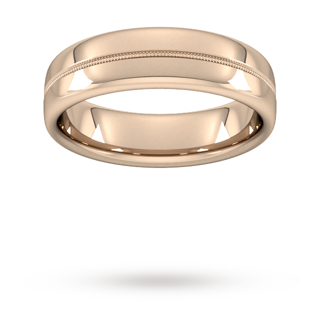 6mm Traditional Court Standard Milgrain Centre Wedding Ring In 9 Carat Rose Gold - Ring Size V