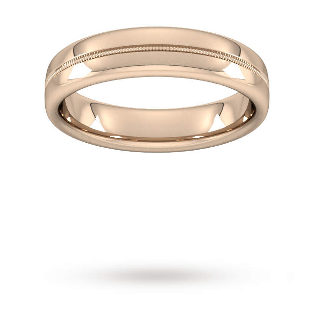 Goldsmiths 5mm Traditional Court Heavy Milgrain Centre Wedding Ring In 9 Carat Rose Gold
