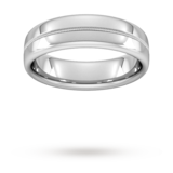 Goldsmiths 6mm Traditional Court Heavy Milgrain Centre Wedding Ring In 18 Carat White Gold