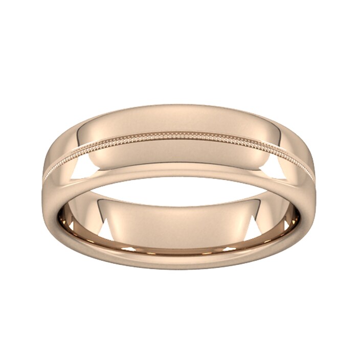 Goldsmiths 6mm Traditional Court Standard Milgrain Centre Wedding Ring In 18 Carat Rose Gold