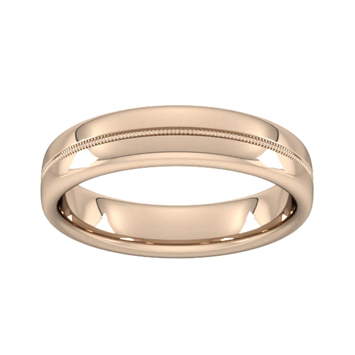Goldsmiths 5mm Traditional Court Heavy Milgrain Centre Wedding Ring In 18 Carat Rose Gold