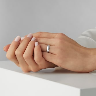 Goldsmiths 5mm D Shape Standard Milgrain Centre Wedding Ring In 9 Carat White Gold