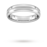Goldsmiths 5mm D Shape Heavy Milgrain Centre Wedding Ring In 9 Carat White Gold